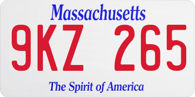 MA license plate 9KZ265