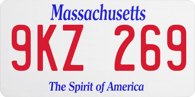 MA license plate 9KZ269