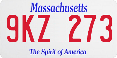 MA license plate 9KZ273