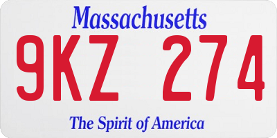 MA license plate 9KZ274