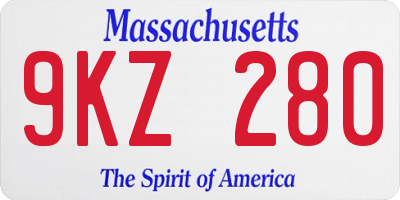 MA license plate 9KZ280