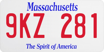 MA license plate 9KZ281