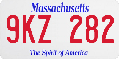 MA license plate 9KZ282