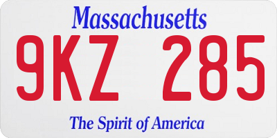 MA license plate 9KZ285