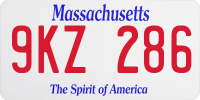 MA license plate 9KZ286