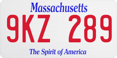 MA license plate 9KZ289