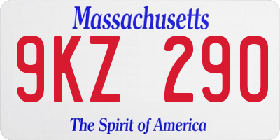 MA license plate 9KZ290