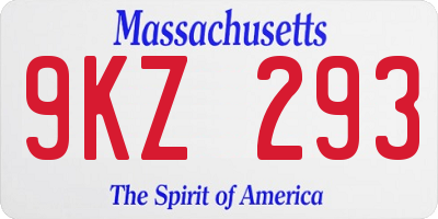 MA license plate 9KZ293