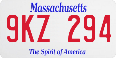 MA license plate 9KZ294