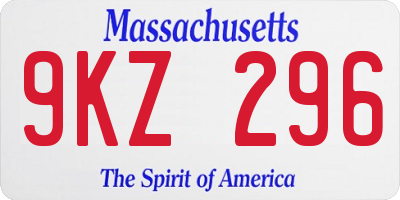 MA license plate 9KZ296