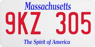 MA license plate 9KZ305