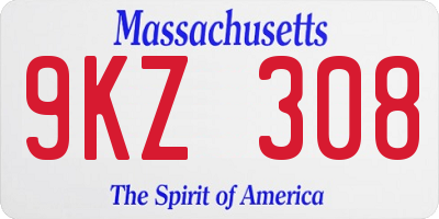 MA license plate 9KZ308