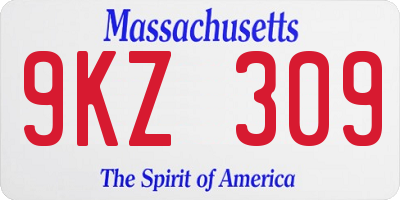 MA license plate 9KZ309
