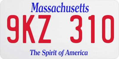 MA license plate 9KZ310