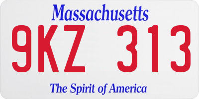 MA license plate 9KZ313
