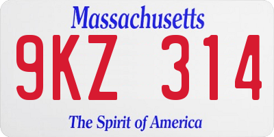 MA license plate 9KZ314