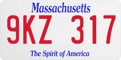MA license plate 9KZ317