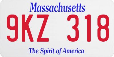 MA license plate 9KZ318