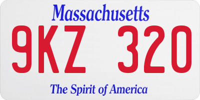 MA license plate 9KZ320