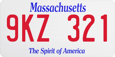 MA license plate 9KZ321