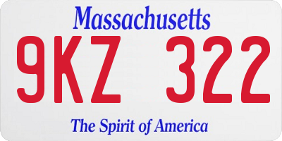 MA license plate 9KZ322
