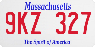 MA license plate 9KZ327