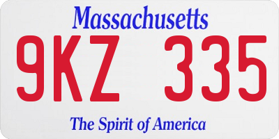 MA license plate 9KZ335