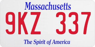 MA license plate 9KZ337