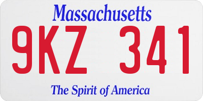 MA license plate 9KZ341