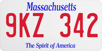 MA license plate 9KZ342
