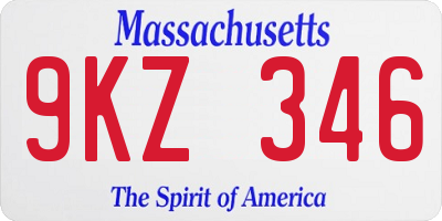MA license plate 9KZ346