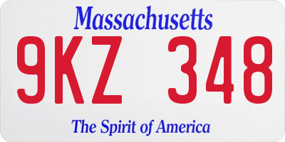 MA license plate 9KZ348