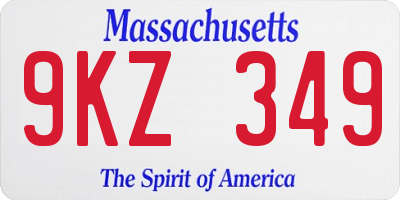 MA license plate 9KZ349