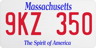 MA license plate 9KZ350
