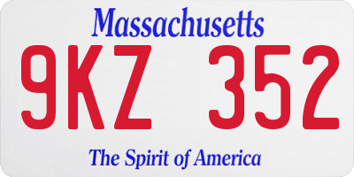 MA license plate 9KZ352