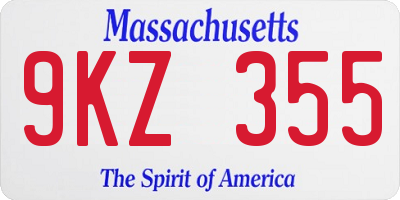MA license plate 9KZ355
