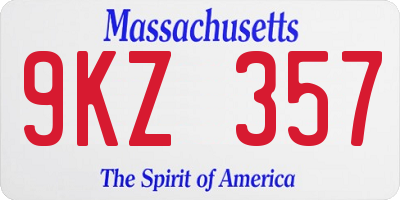 MA license plate 9KZ357