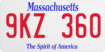 MA license plate 9KZ360
