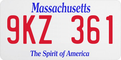 MA license plate 9KZ361