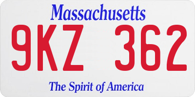 MA license plate 9KZ362