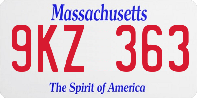 MA license plate 9KZ363