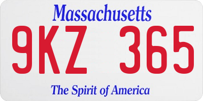 MA license plate 9KZ365