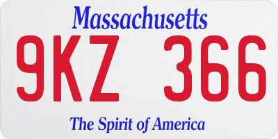 MA license plate 9KZ366