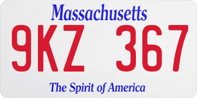 MA license plate 9KZ367