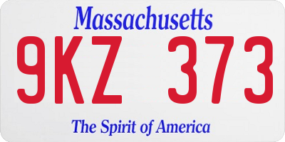 MA license plate 9KZ373
