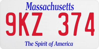 MA license plate 9KZ374