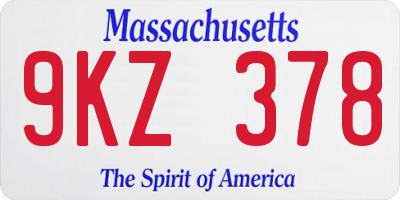 MA license plate 9KZ378