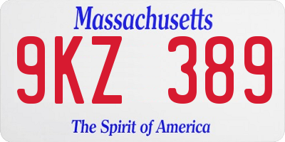 MA license plate 9KZ389