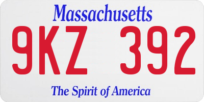 MA license plate 9KZ392