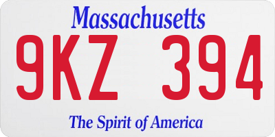 MA license plate 9KZ394